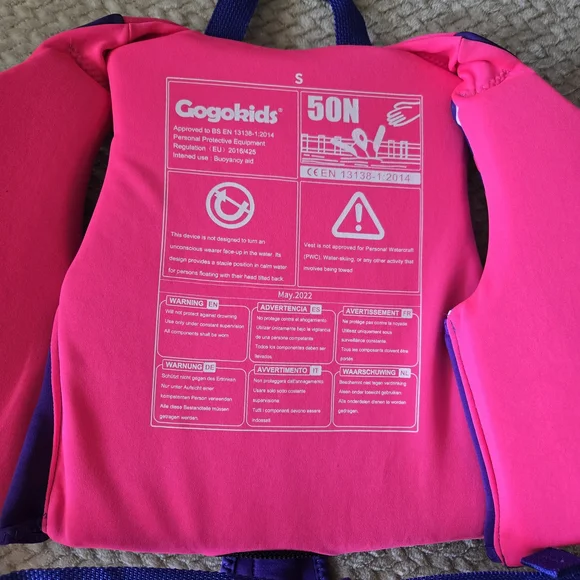 Gogokids Kids Swim Vest S Pink Purple Float Jacket 50N Buoyancy Aid - Picture 8 of 11